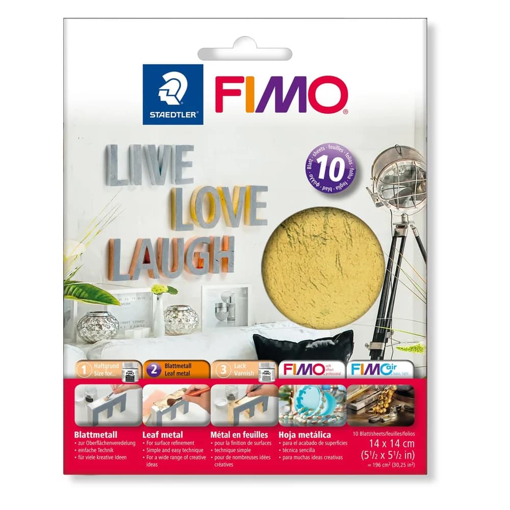 STAEDTLER Bastelfilz Blattmetall Fimo 14cm x 14cm gold VE=10 Blatt