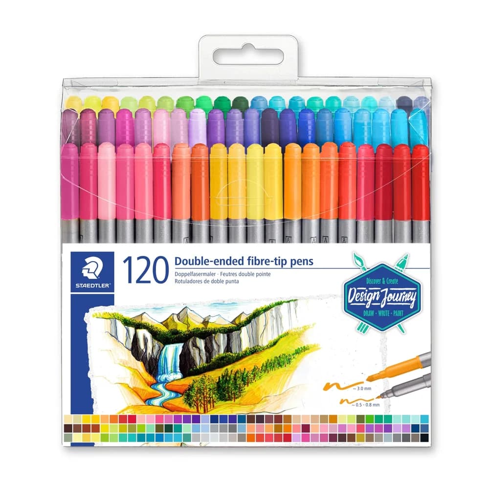 STAEDTLER Aquarellstifte Doppelfasermaler, 120 Stück bunt