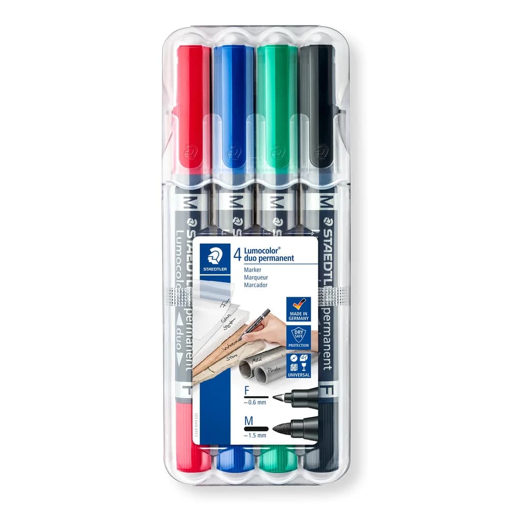 Perm.Marker Lumocolor duo 4St Box