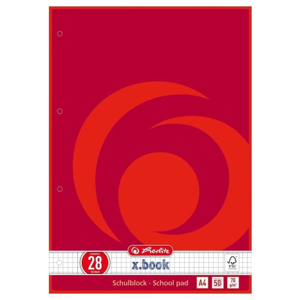 Herlitz 216283 Notizbuch A4 50 Blätter Rot