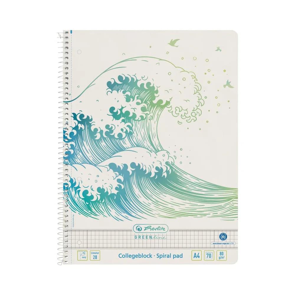 Herlitz GREENline Notizbuch A4 70 Blätter Weiß