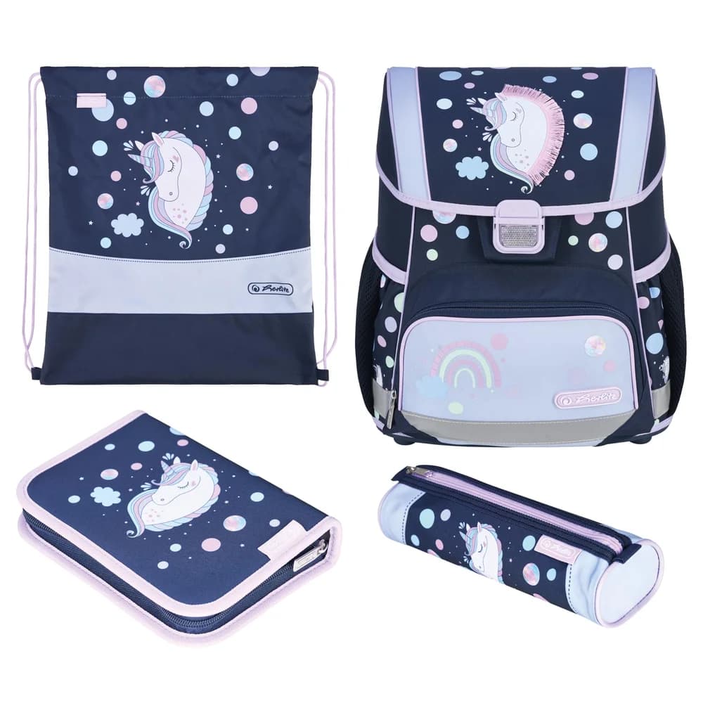 Herlitz Schulranzen-Set »Loop Plus Unicorn Dreams« grün, 31x37x22 cm
