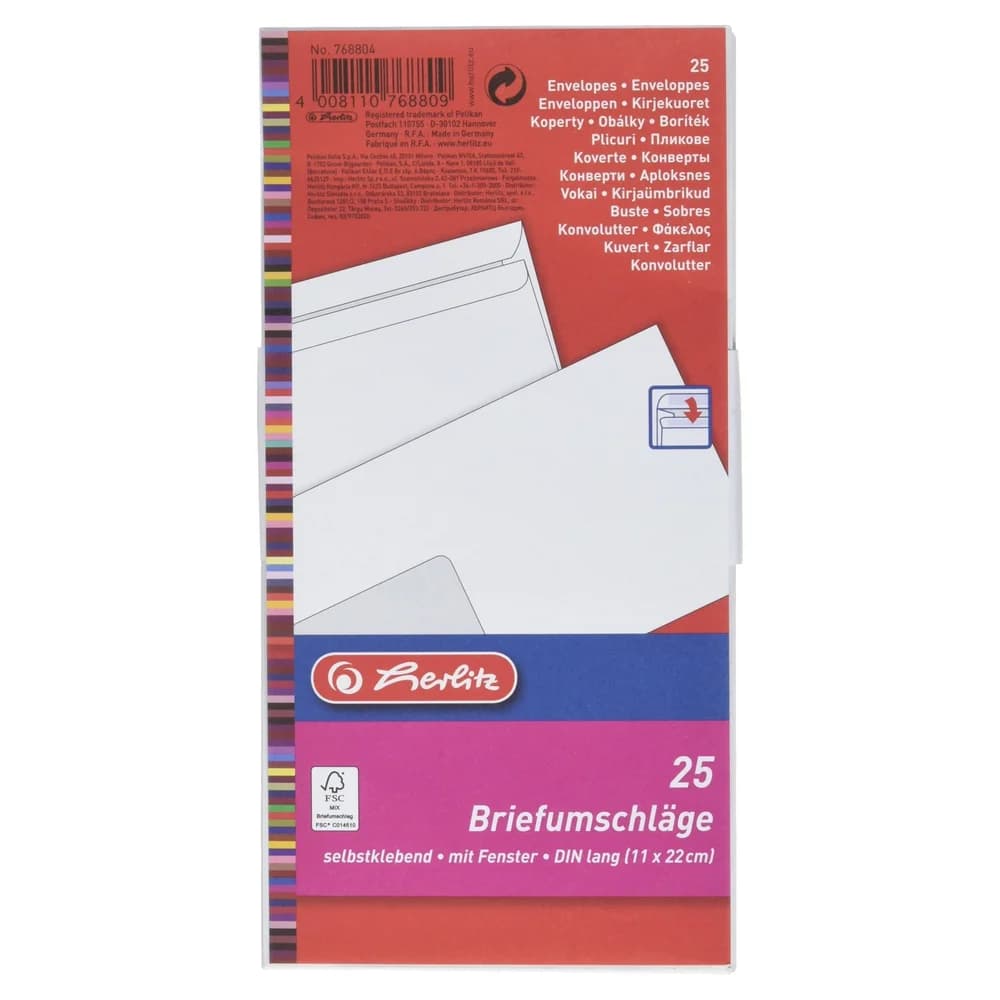 Herlitz 768804 Briefumschlag DL (110 x 220 mm) Weiß 25 Stück(e)