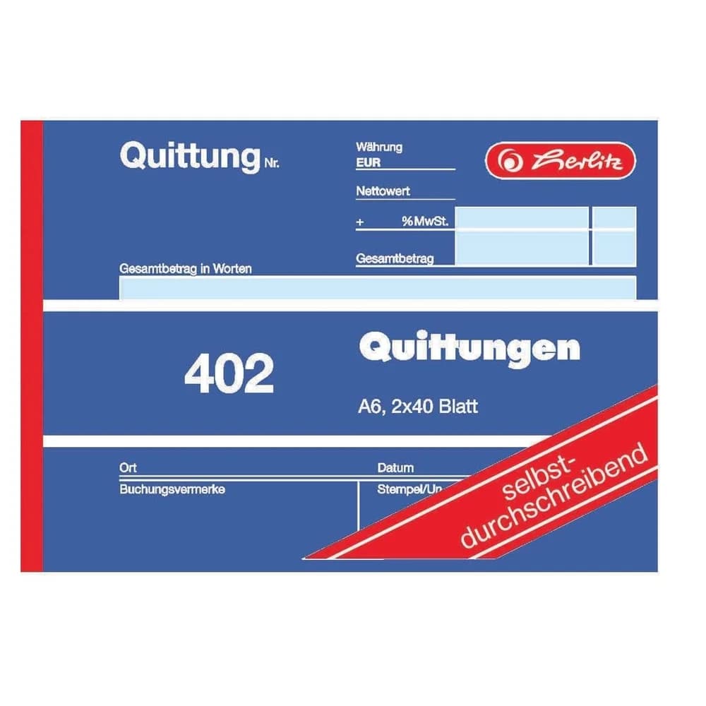 herlitz Formularbuch Quittungsblock A6 VE=2x40 Blatt