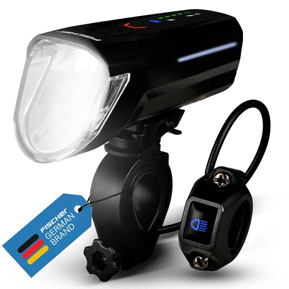 FISCHER LED-Akku Frontlicht 100 Lux mit Fernlichtfunktion 80 Lux