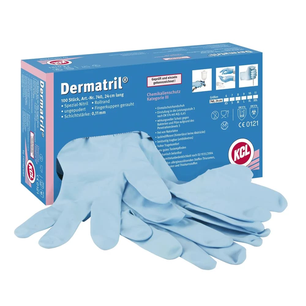 KCL Einweghandschuhe Dermatril 740 (Box a 100 Stück) blau 7