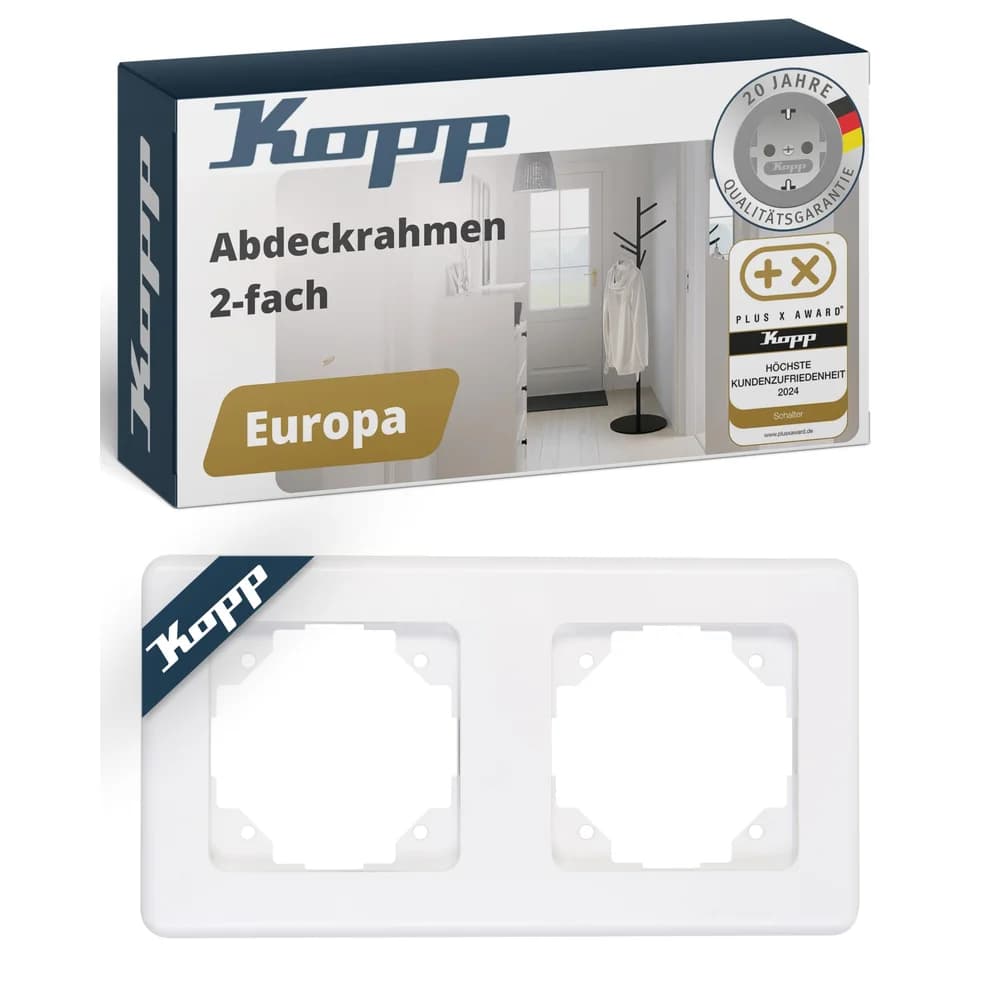 Kopp Abdeckrahmen EUROPA 2-fach, arkt., für senkr./ waag. Installation