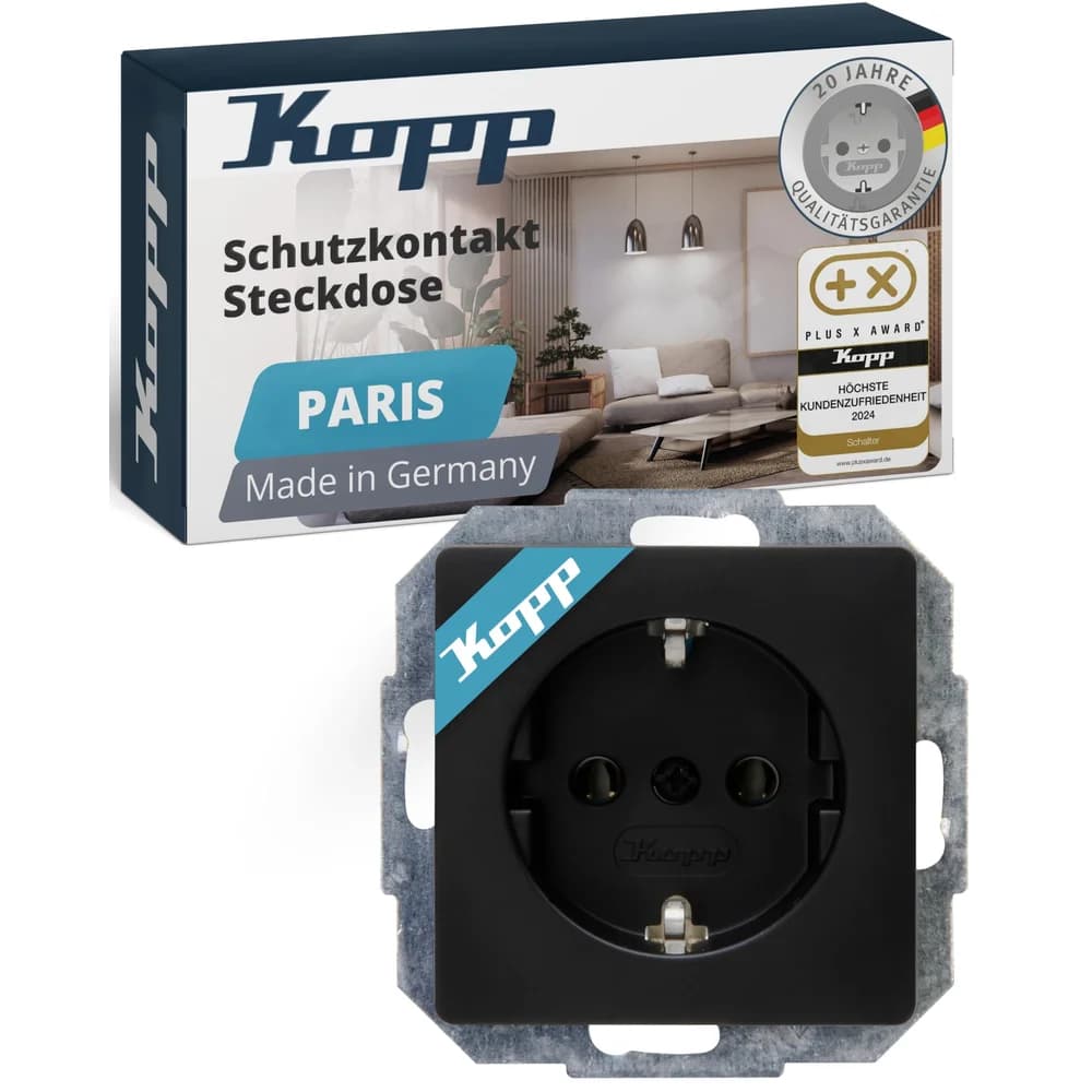 Kopp 923550080 Steckdose Paris mattschwarz - Schwarz