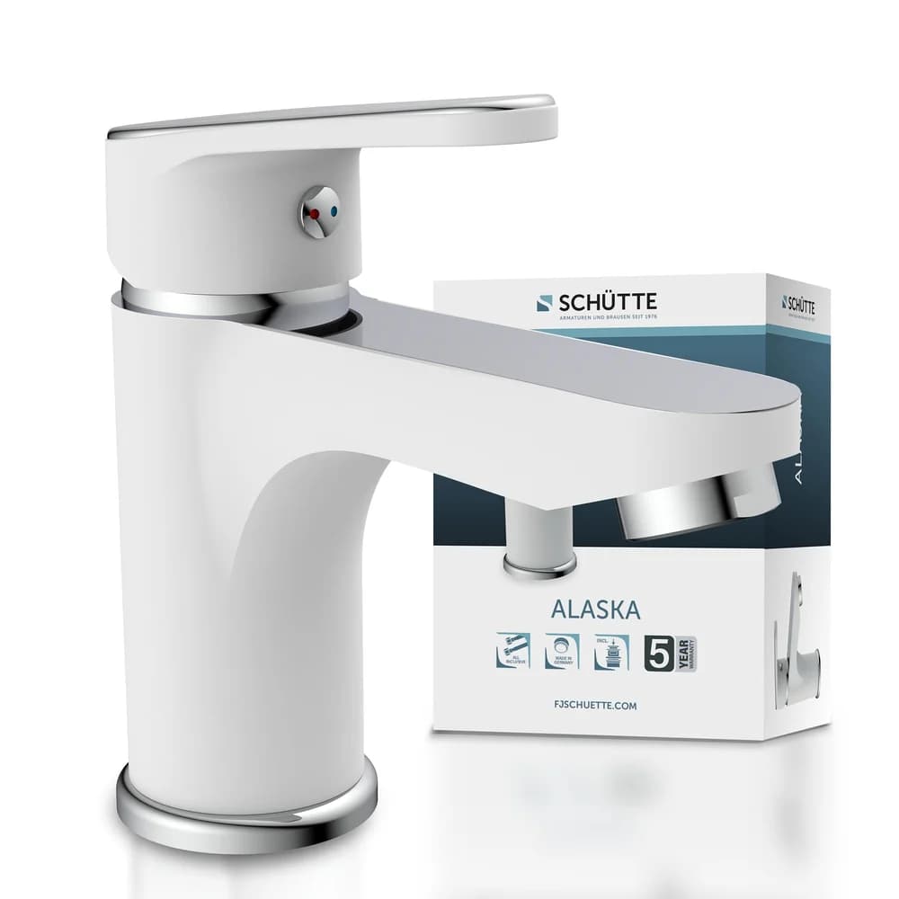 Schütte Design-Waschtischarmatur ALASKA, Chrom/Weiß