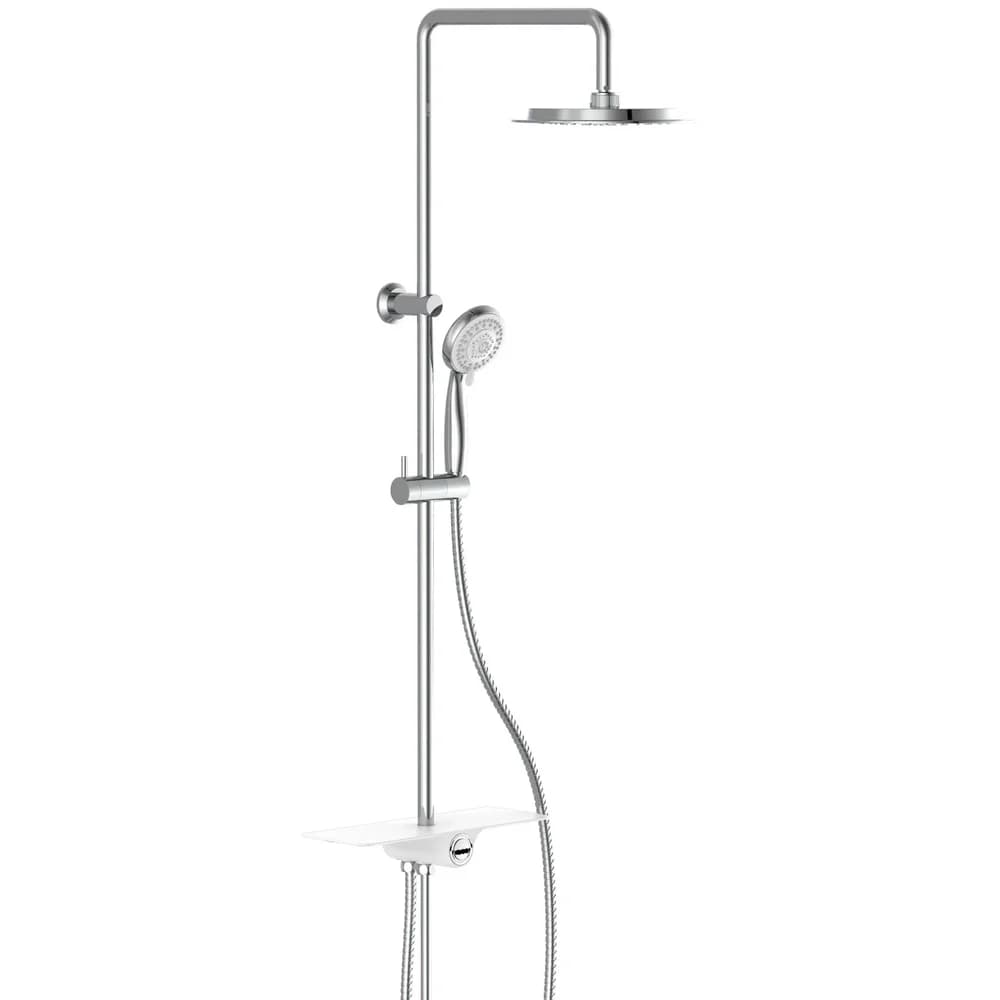 Schütte Überkopfbrauseset AQUASTAR, mit Druckknopfumsteller, Chrom/Weiß