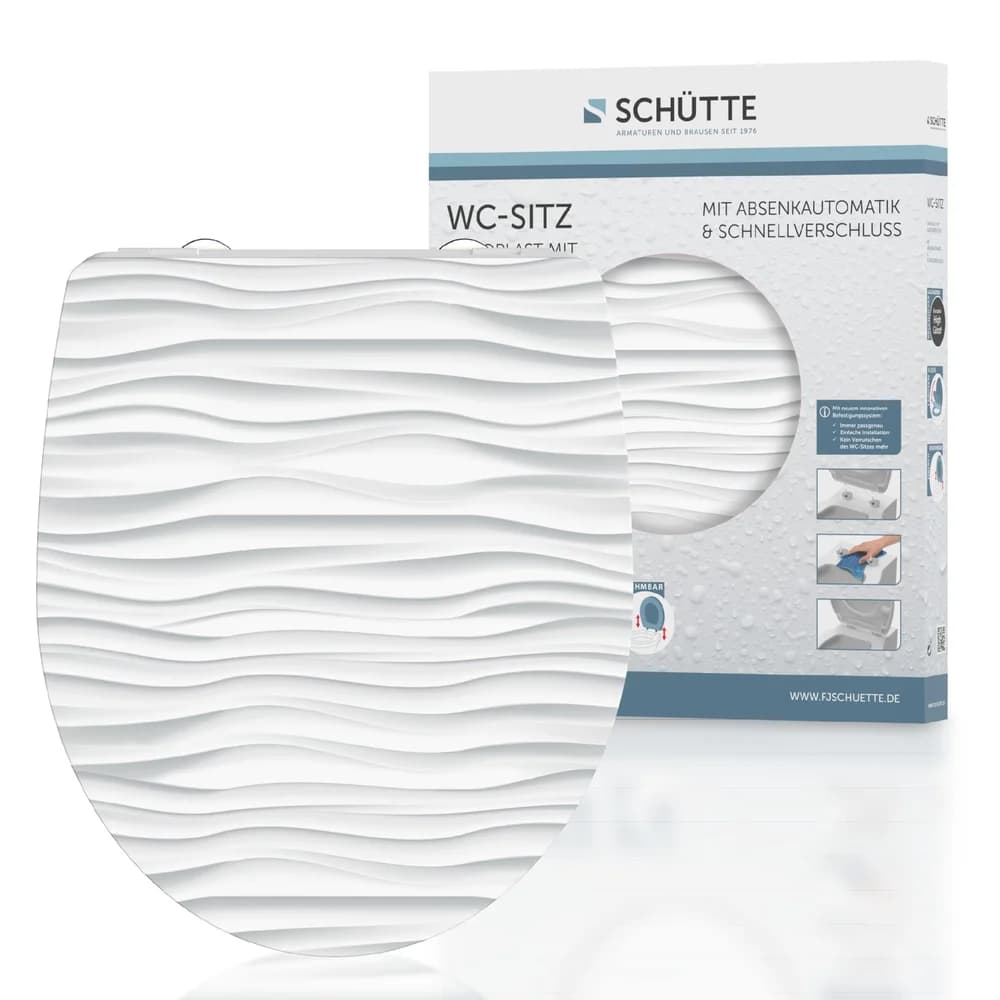 SCHÜTTE WC-Sitz High Gloss mit Absenkautomatik und Schnellverschluss (White Wave)