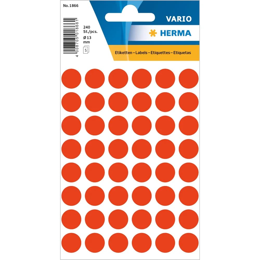 HERMA Etikett Multi-purpose labels ø 13mm luminous red 240 pcs. selbstklebendes
