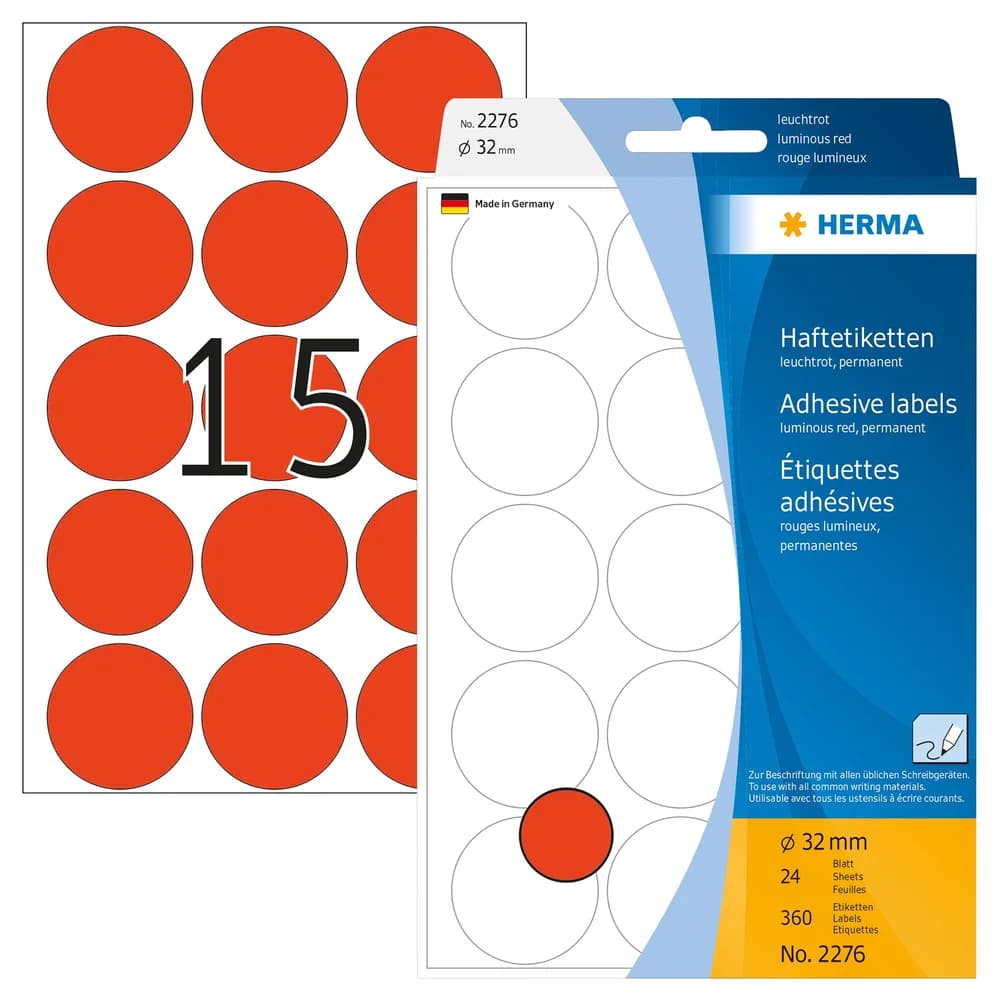 HERMA Etiketten HERMA Klebepunkte 2276 leuchtrot Ø 32,0 mm