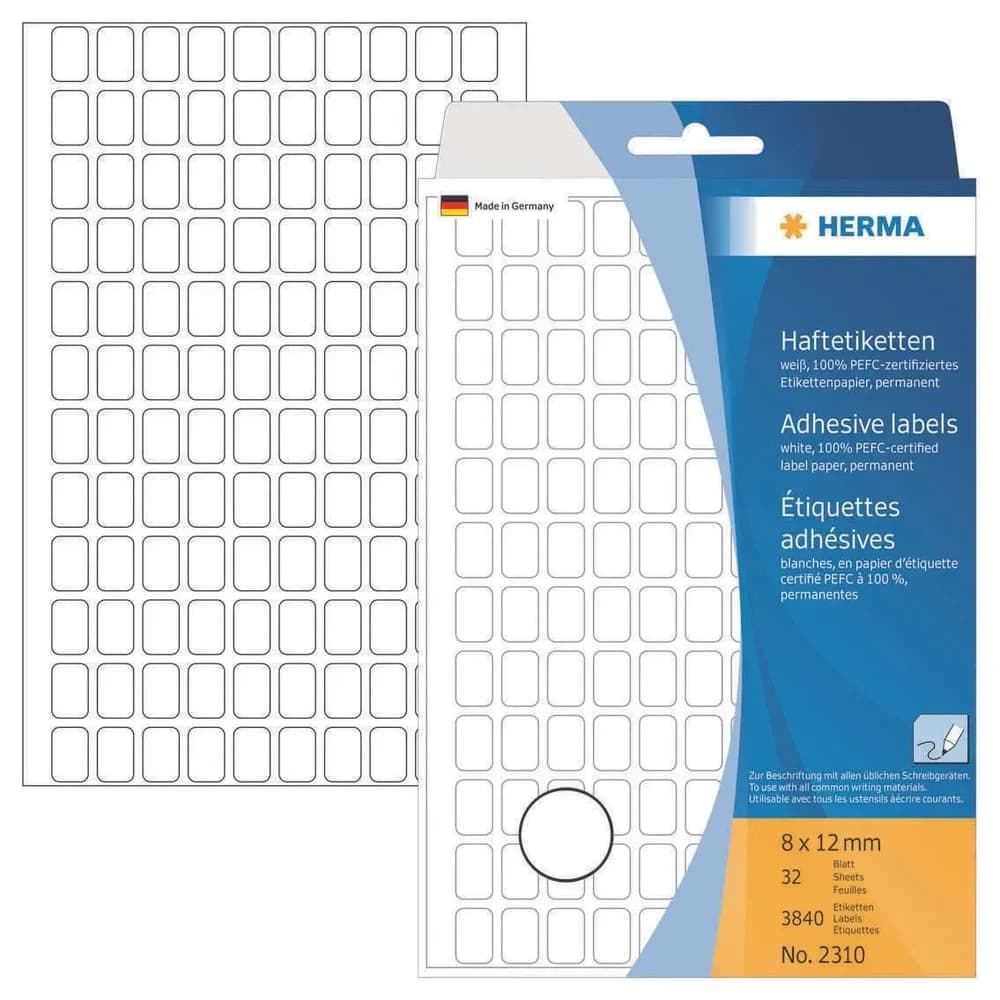 HERMA Etiketten HERMA Vielzwecketiketten weiß 8x12 mm Papier matt 3840 St.