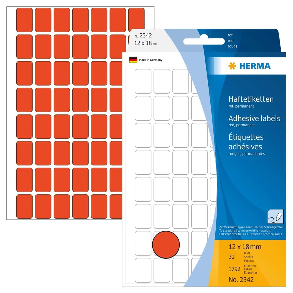 HERMA Vielzwecketiketten 12x18 mm rot Papier matt Handbeschriftung 1792 St.
