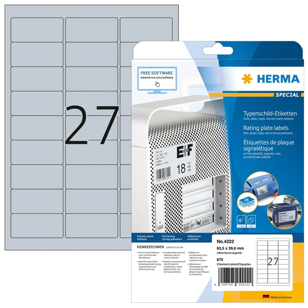HERMA Typenschildetiketten 63,5 x 29,6 mm