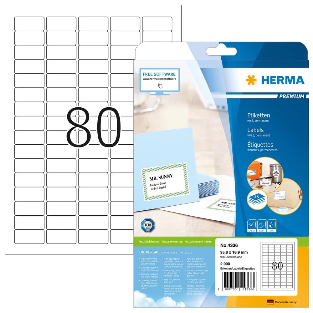HERMA Etiketten 4336 weiß 35,6 x 16,9 mm