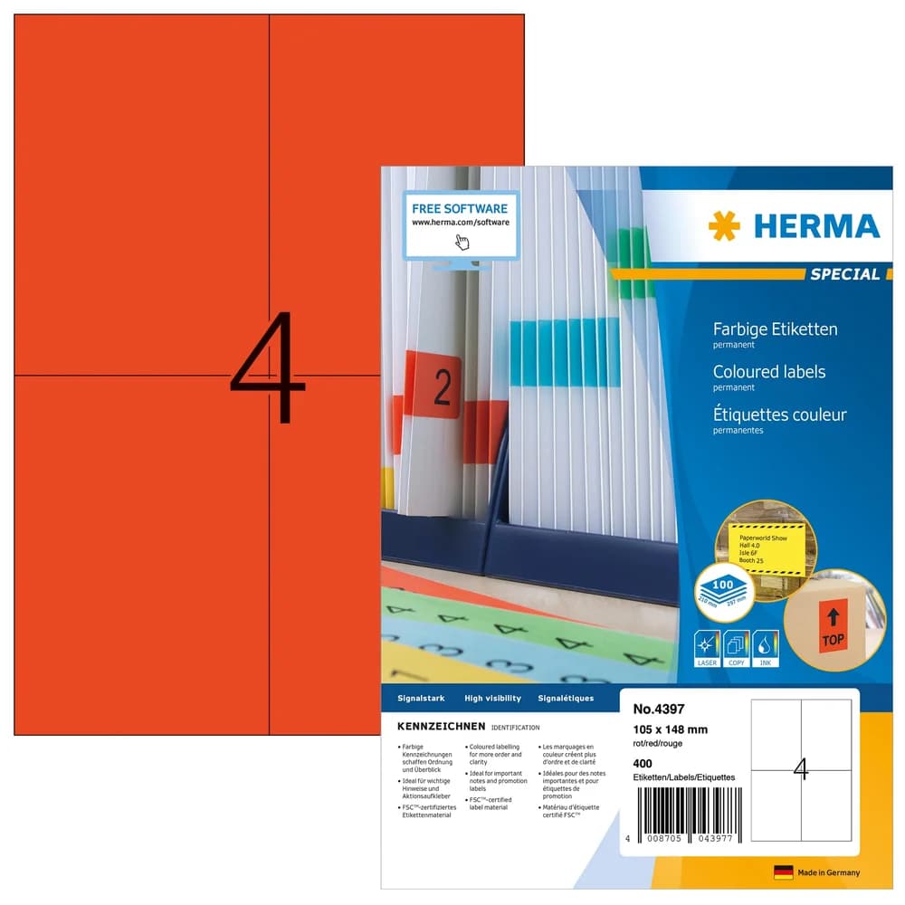 Herma, Etiketten, Farbige Etiketten A4