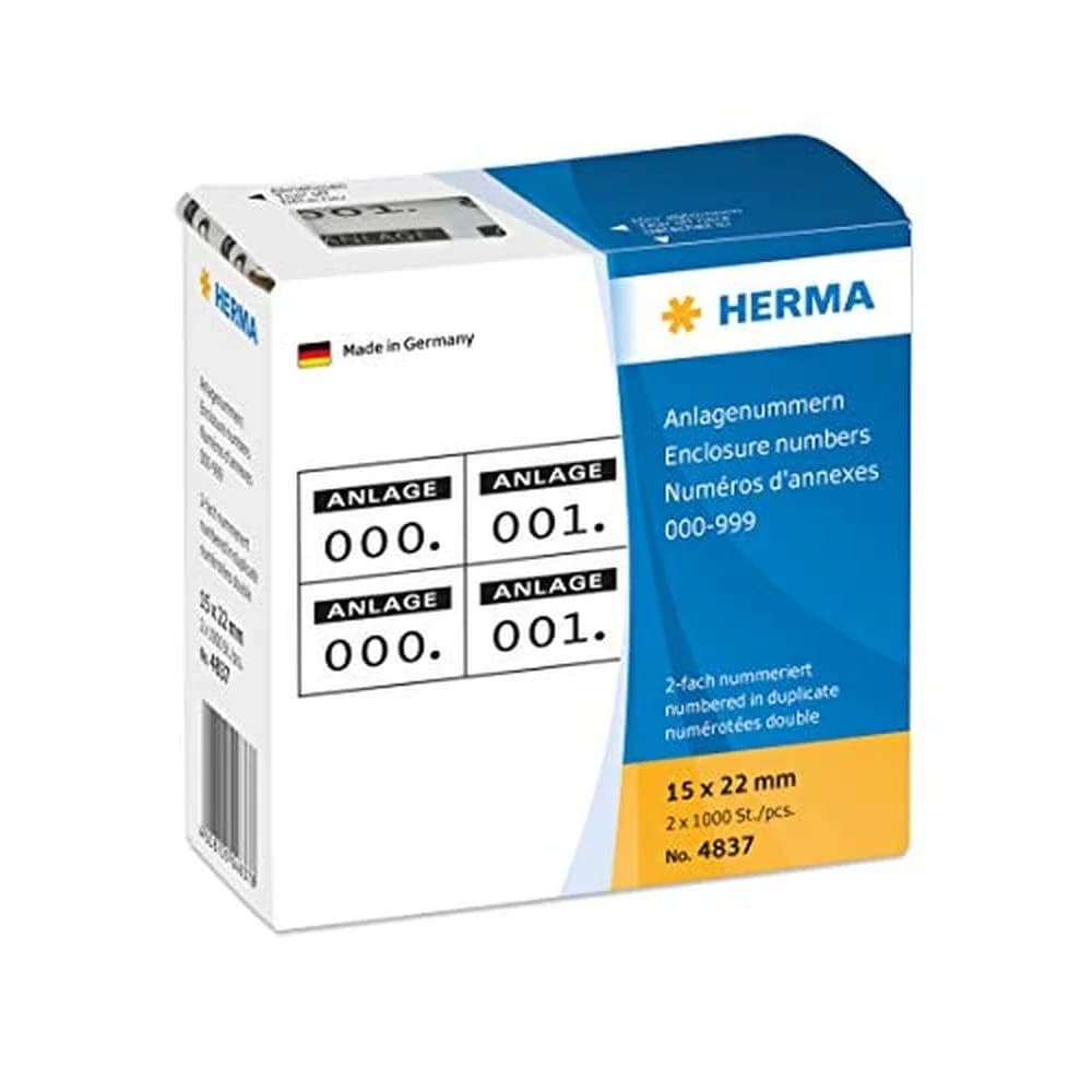 HERMA Nummernetiketten 999 Weiß, Schwarz Rechteckig 2000 Etiketten pro Packung