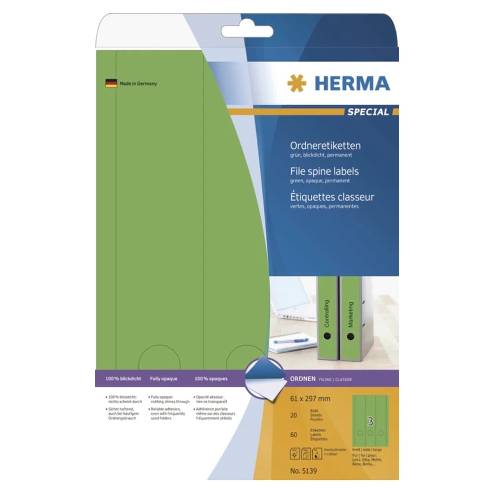 HERMA Etiketten, Ordner-Schilder 61x297 mm, selbstklebend blau