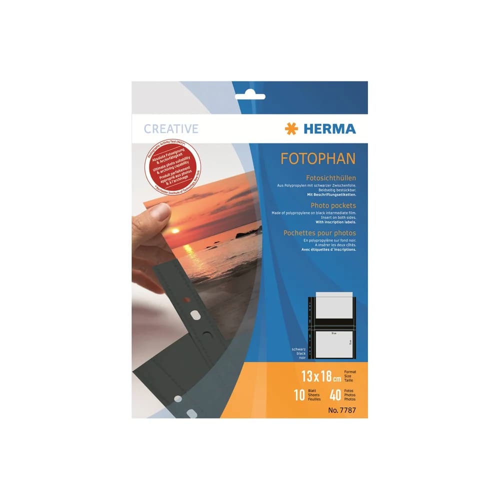 HERMA Fotophan Fotosichthüllen 13x18 cm quer schwarz 10 Hüllen