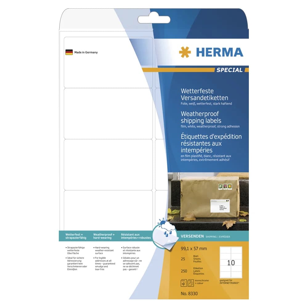 HERMA Etiketten 250 Folien-Versandetiketten 8330 weiß 99,1 x 57,0 mm