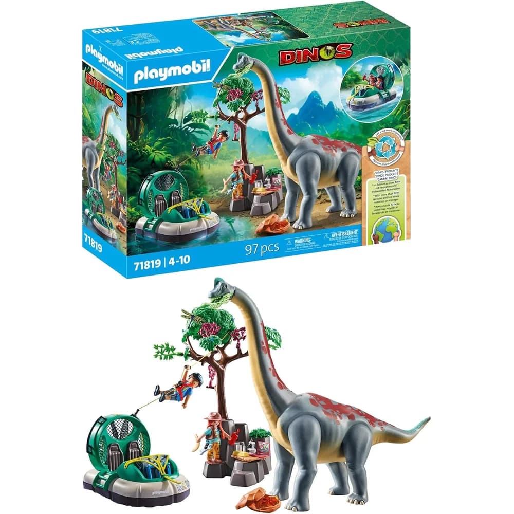 PLAYMOBIL 71819 DINOS Brachiosaurus-Begegnung mit Luftkissenboot