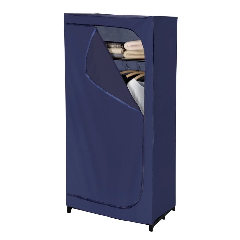 WENKO Kleiderschrank, BxHxT: 75 x 160 x 50 cm, Polyester/Stahl, dunkelblau