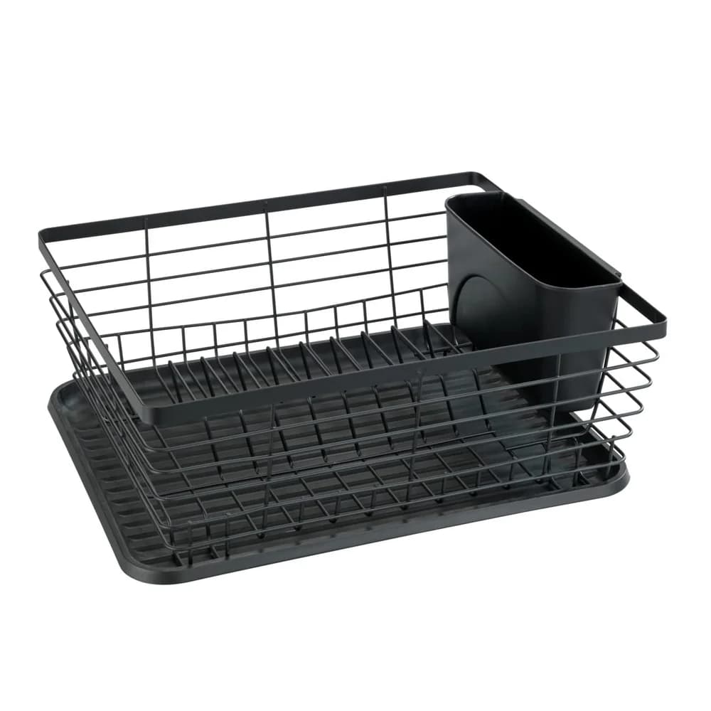 WENKO Geschirrabtropfer Mod. Drip Schwarz, mit herausnehmbarem Besteckkorb