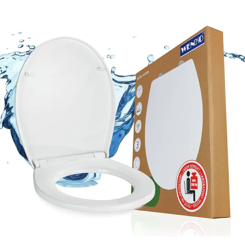 WENKO WC Sitz Mod. Ostuni Weiß, stabiler Toilettensitz mit Absenkautomatik