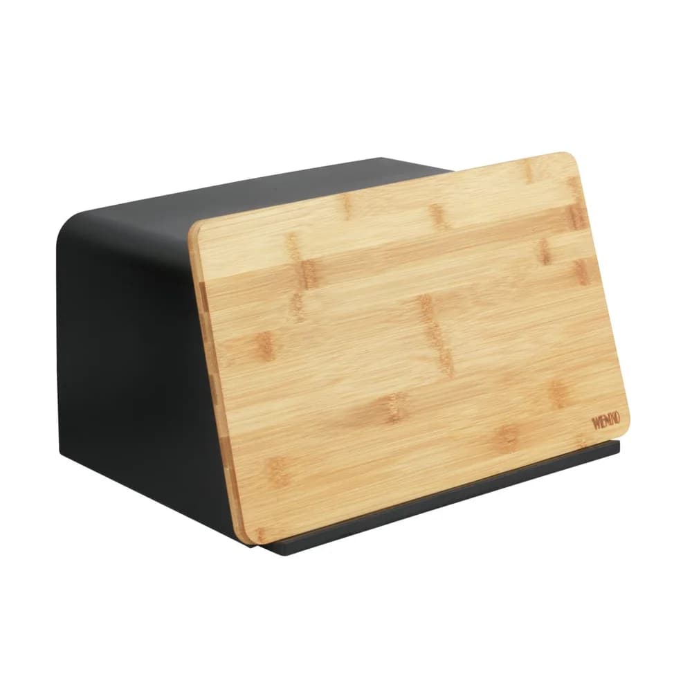 Wenko Brotkasten mit Bambusbrett »Kubo« schwarz, 35x20.5x26 cm