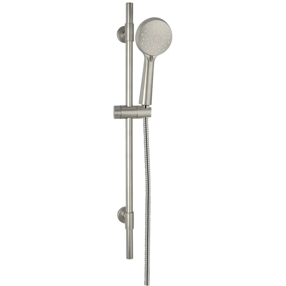 WENKO Brauseset Young Schwarz aus gebürstetem Edelstahl 1,9 x 66 cm - Silber