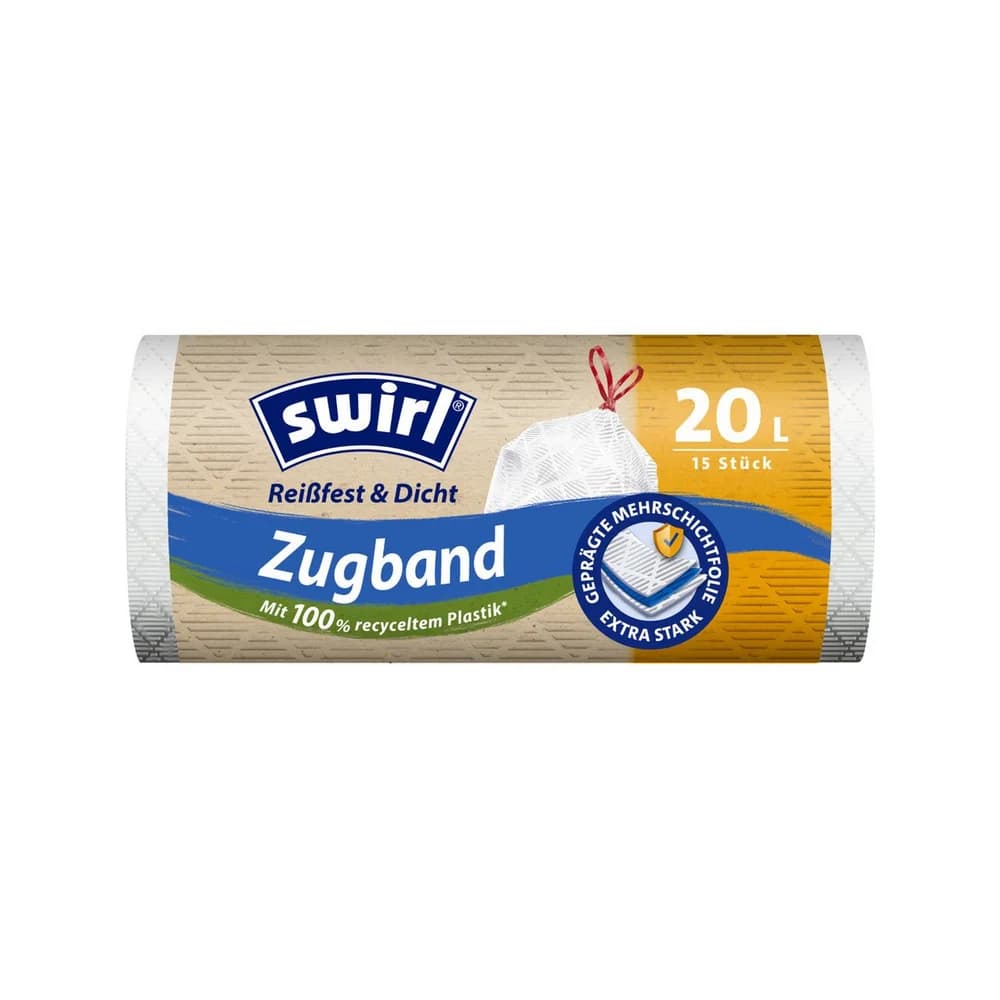 Swirl 15 Müllbeutel »Reißfest & Dicht« mit Zugband 20 l weiß, 45x50 cm