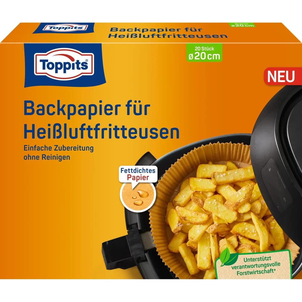 Toppits Backpapier für Heißluftfritteusen 20cm 20 Stück