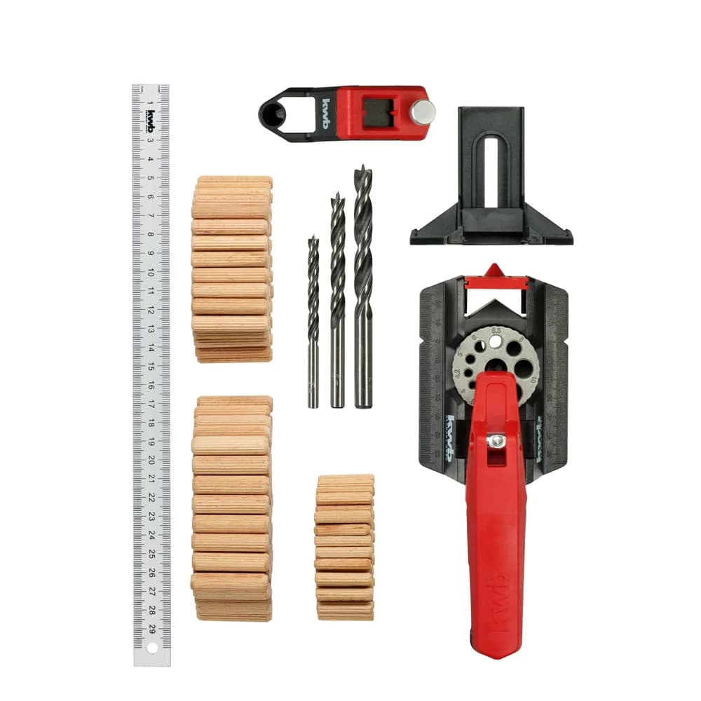 kwb Dübellehre Set inkl. 50 Dübel & Bohrer 6-10mm 153-tlg. für Holz/Metall