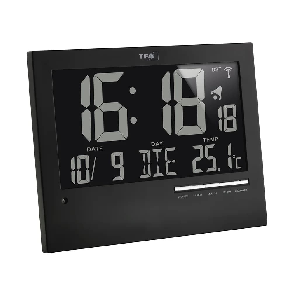 TFA® digitale Funkwanduhr 60.4508 schwarz