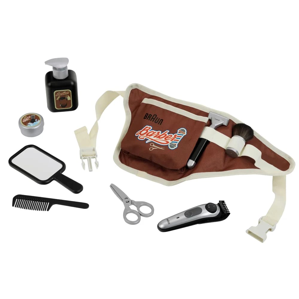 Klein Toys Spielzeug-Frisierkoffer Braun - Barbergürtel mit Zubehör