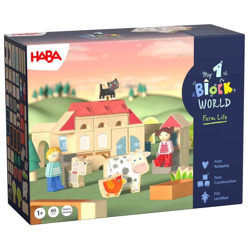 Haba My 1st Block World – Unsere große Farm Spielbausteine, Made in Germany bunt