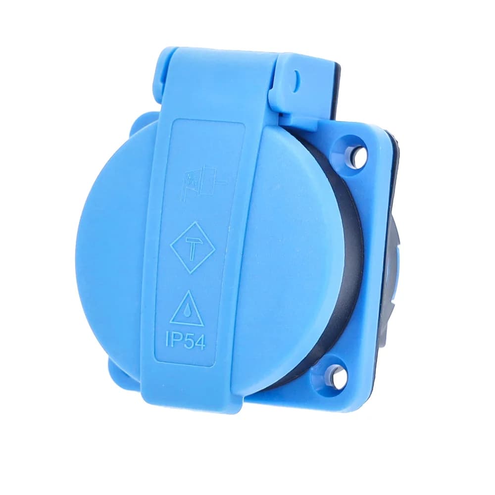 as-Schwabe Schutzkontakt-Einbaudose Blau mit Klappdeckel 230V 16A IP54 - Blau