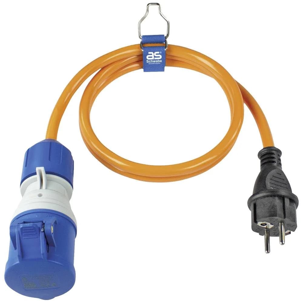 as - Schwabe Adapterleitung 1,5 m Schukostecker auf CEE Kupplung mit Spannungsanzeige, Außenbereich IP44