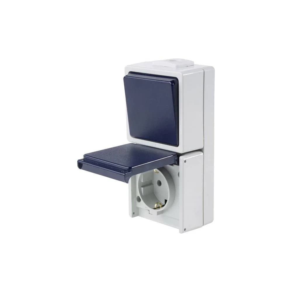 as-Schwabe Aufputzschalter Aus-/Wechselschalter Steckdose 230V IP54 - Grau