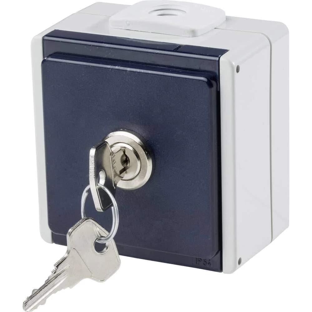 as-Schwabe Aufputz-Steckdose 1-fach abschliessbar 230V 16A IP54 - Grau