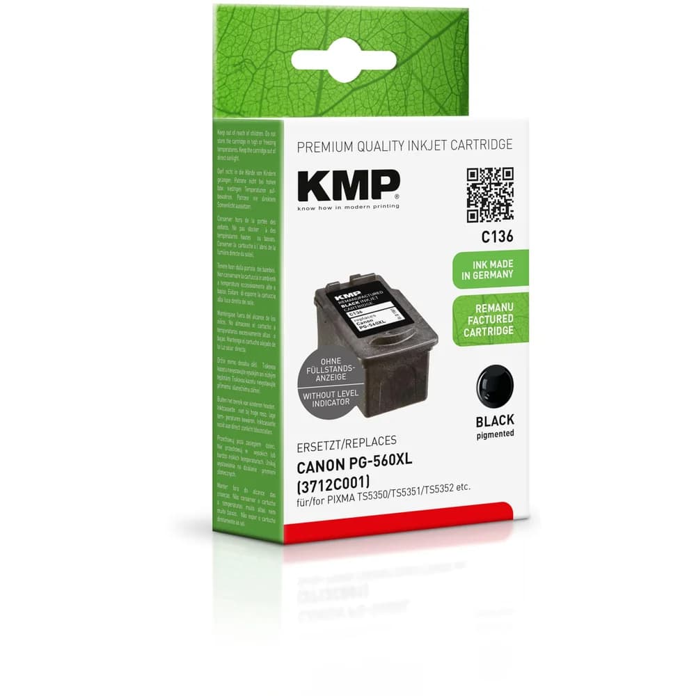 KMP Tintenpatrone ersetzt Canon PG560XL (3712C001)