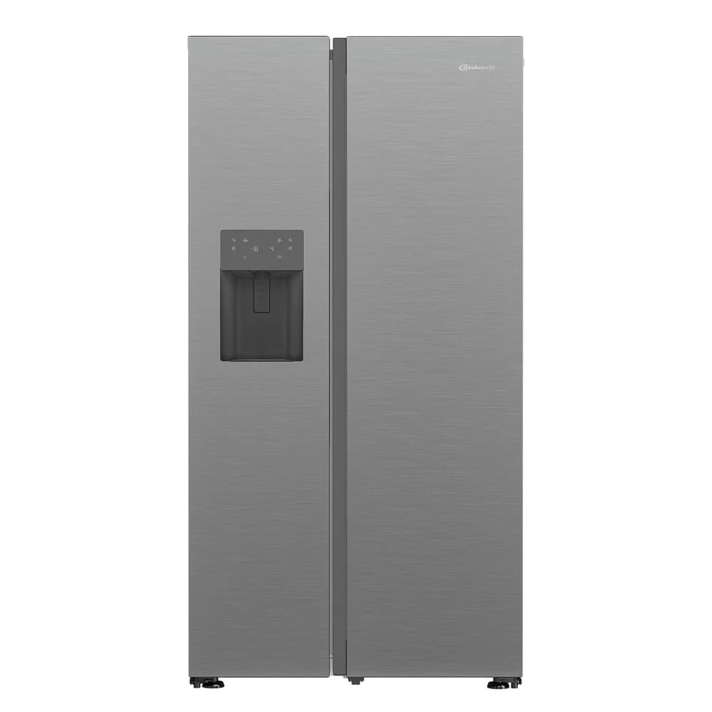 Bauknecht SBS IW D90 Pearl, Freistehend, Amerikanische Tür, Gebürsteter Stahl, 2 Tür(en), Pet Inox, An Tür - Silber