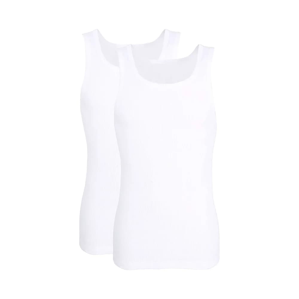 TOM TAILOR Herren Tanktop, 2er Pack - Unterhemd, Garron S, einfarbig Weiß / L