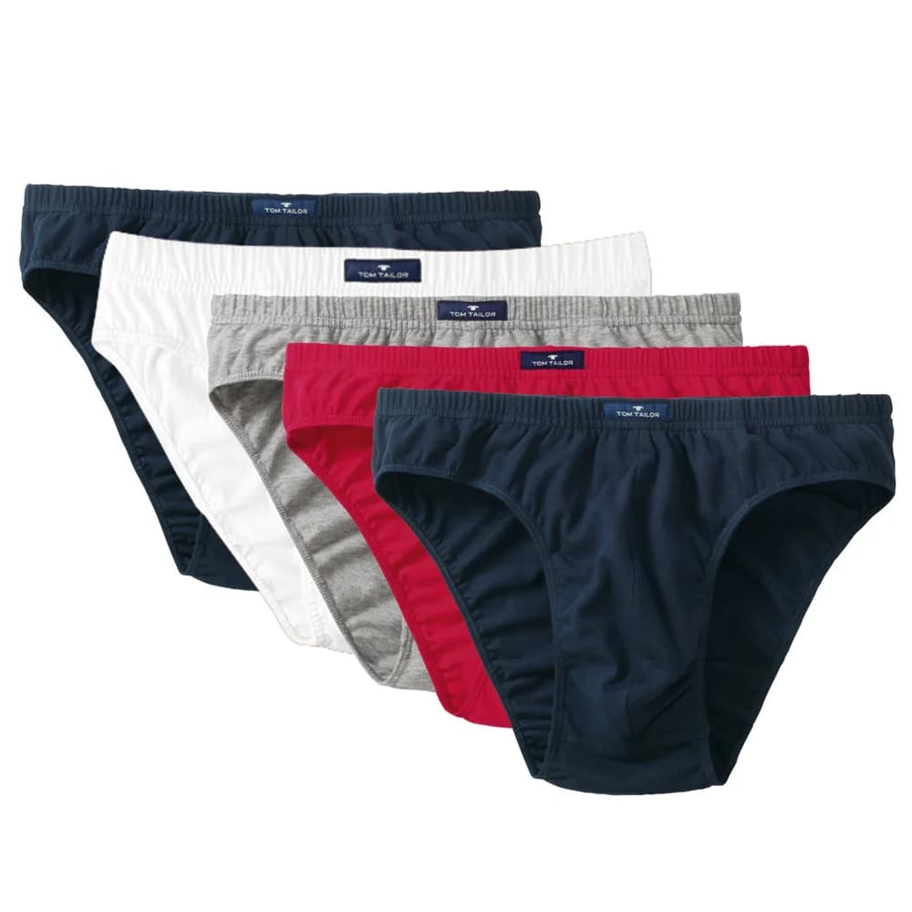 TOM TAILOR Herren Slip, 5er Pack - Mini Slip, Basic, einfarbig Blau/Weiß/Rot / M