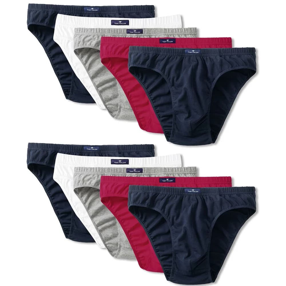 TOM TAILOR Herren Slip, 5er Pack - Mini Slip, Basic, einfarbig Blau/Weiß/Rot / XXL