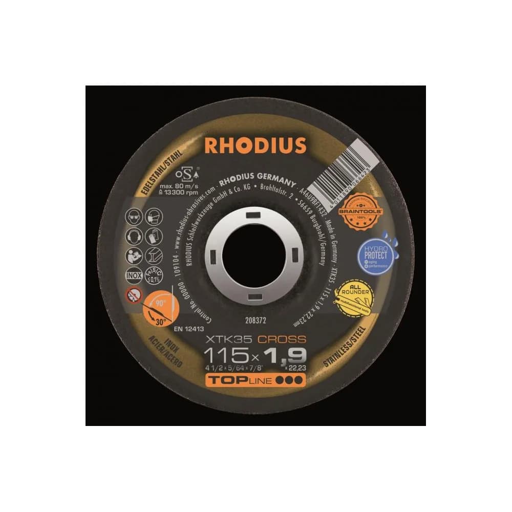RHODIUS TOPline XTK35 CROSS Extradünne Trennscheibe 115 x 1,9 x 22,23 mm