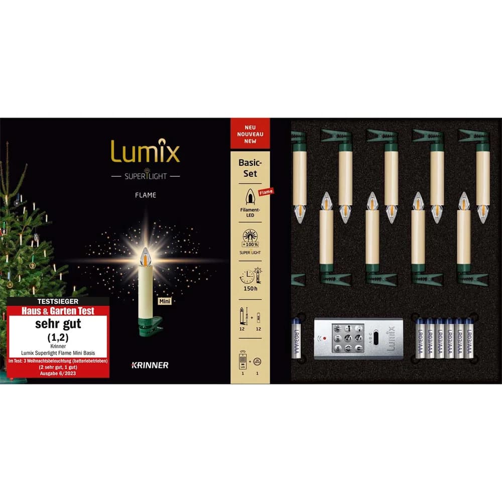 Krinner Christbaumkerzen Lumix Superlight Flame Mini elfenbein 12er