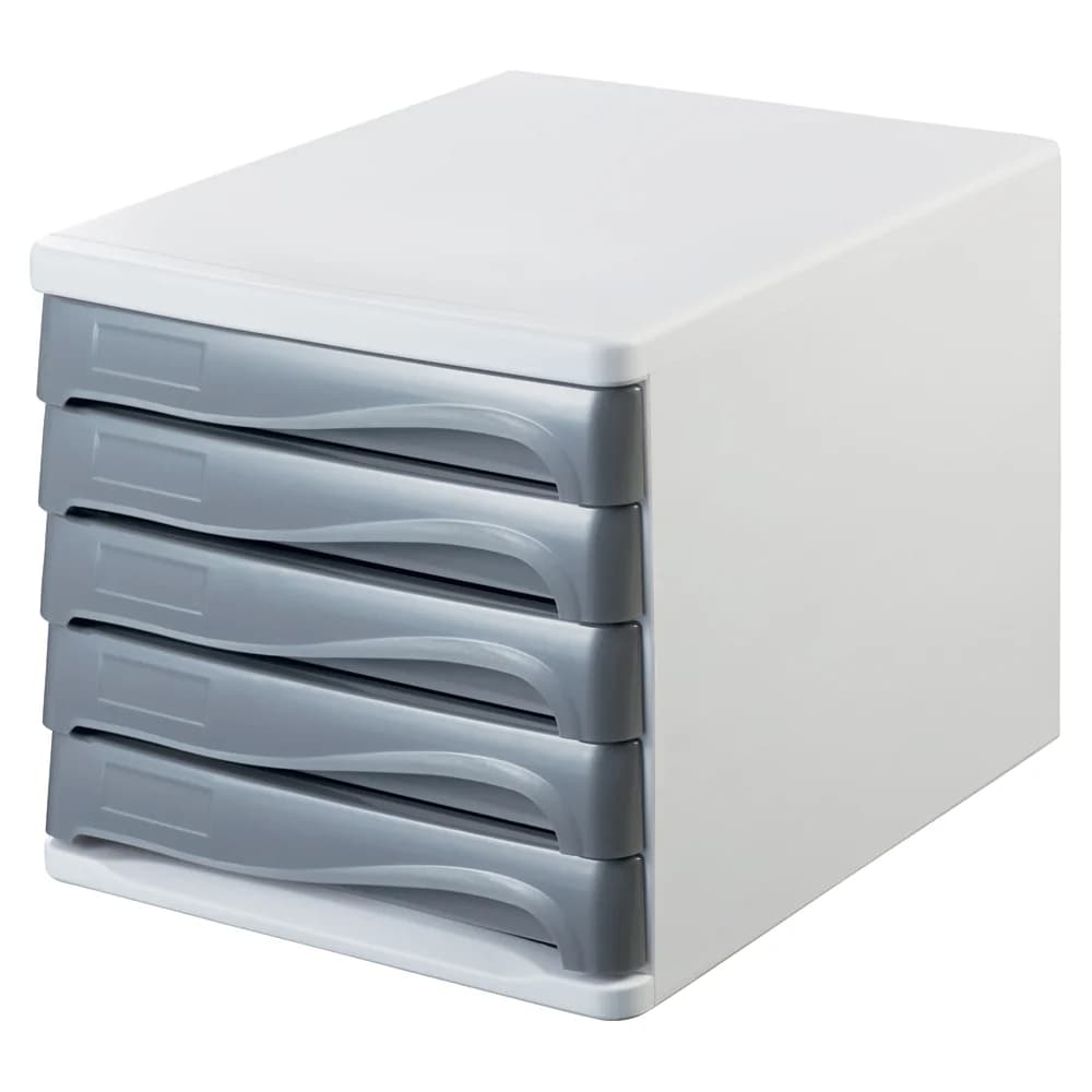 HELIT Organizer Schubladenbox 5 Schübe mittelgrau grau